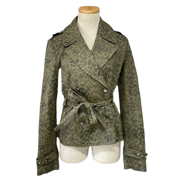 Current/Elliot Jacket Women's 2 Green Army Dirty Paws The Auburn Trench Coat - Picture 1 of 13